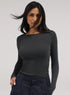 Rib Long Sleeve Top - Dark Grey